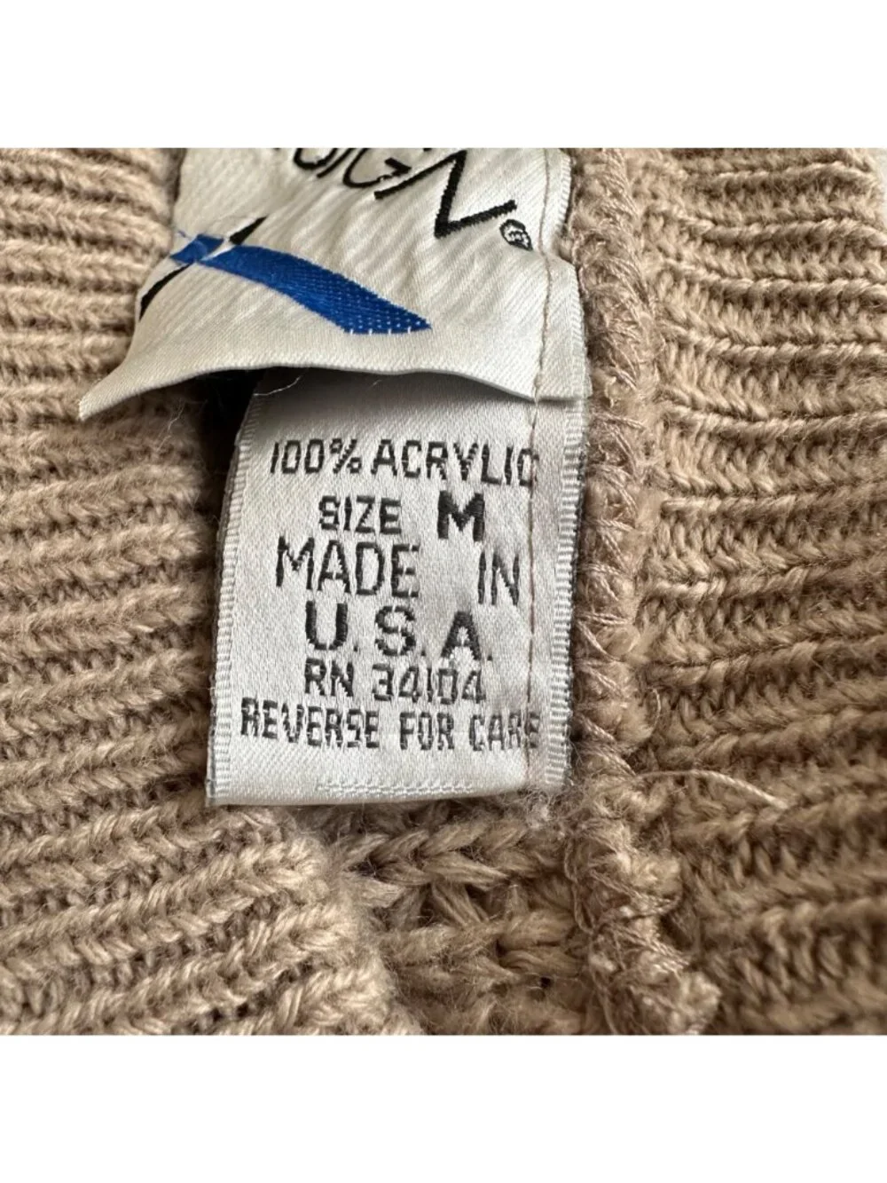 80's Women's Cable Knit Beige Made In USA Sweater SZ M Preppy Light Academia